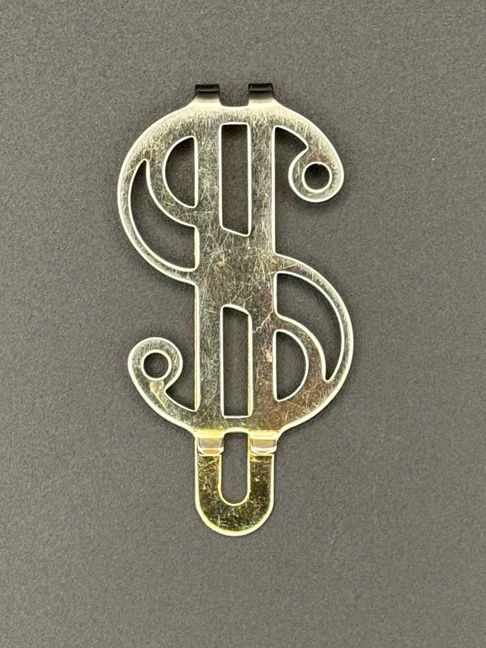 Vintage Dollar Sign Metal Money Clip- Silver Tone